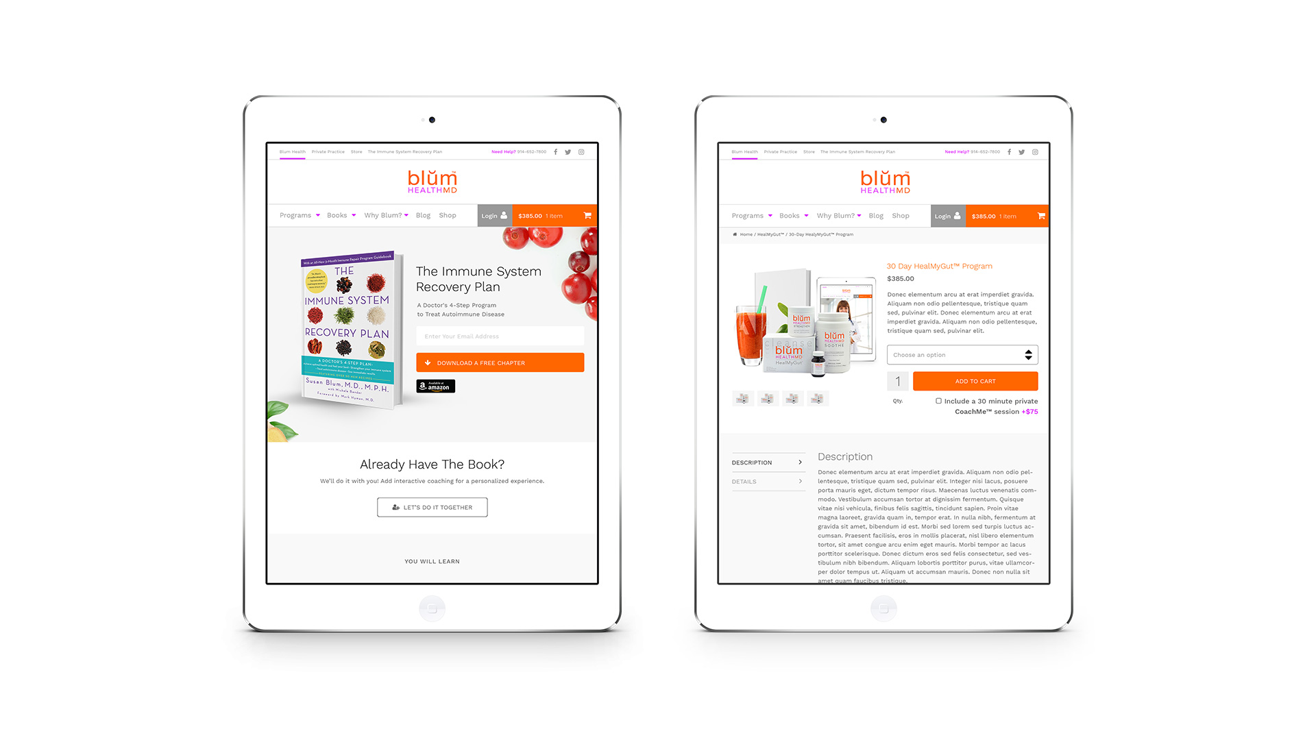 Blum Health MD Website Design iPad