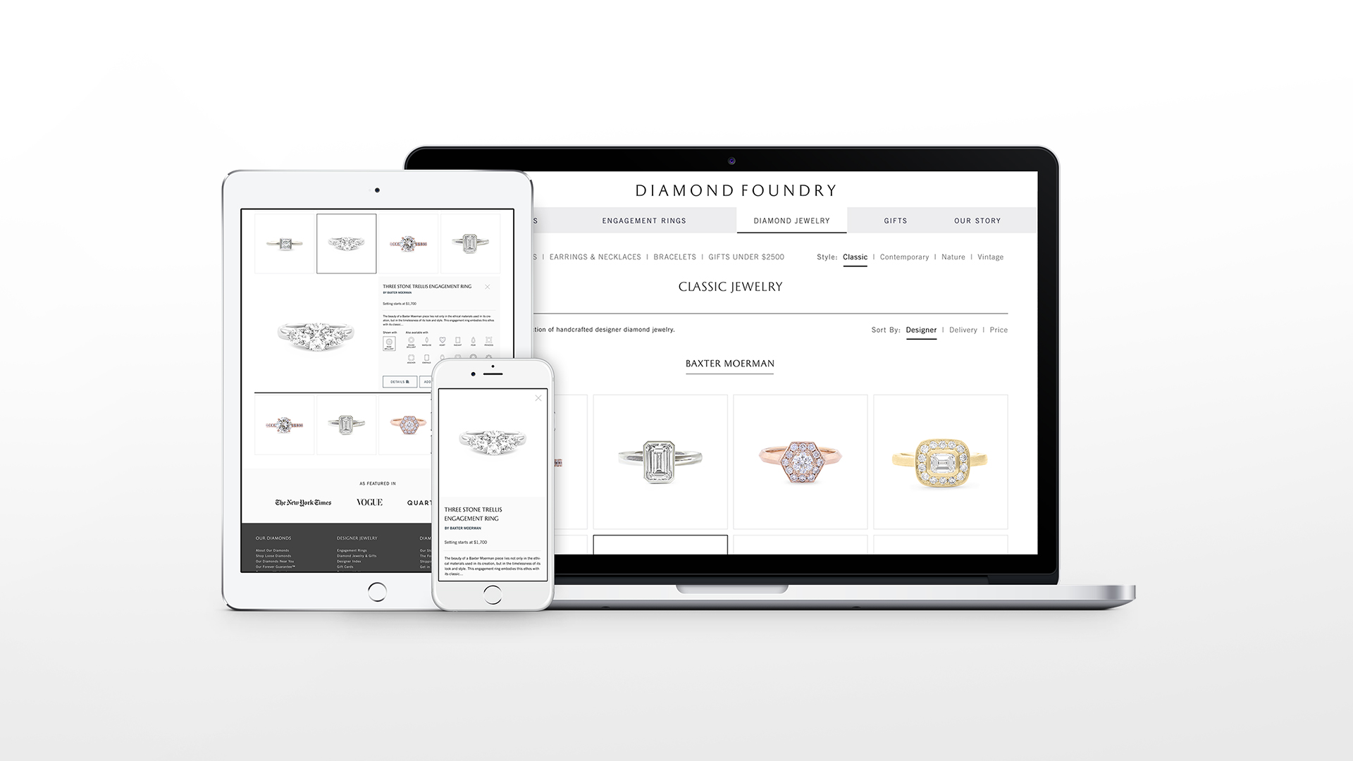 Diamond Foundry Website on laptop and iPad